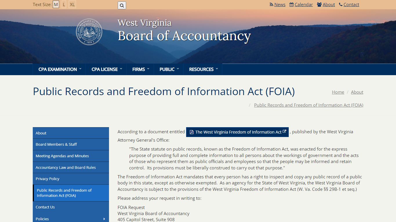 Public Records and Freedom of Information Act (FOIA) - WV ...